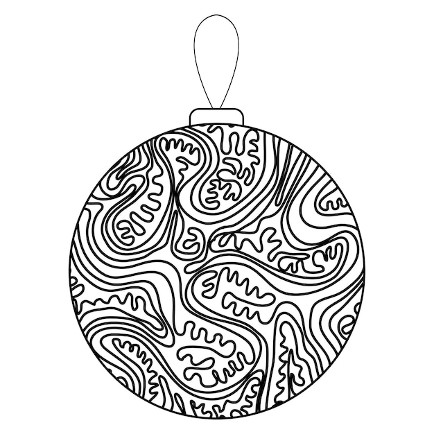 Zwart-wit vectorillustratie van kerst kristallen bol met zentangle patroon bedekt Boek kleurplaten pagina