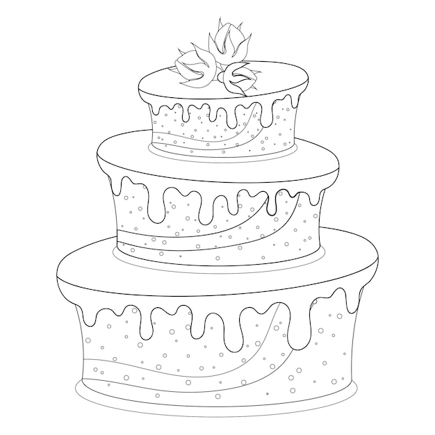 Zwart-wit voorgevormde taart. Kleurplaat voor kinderen