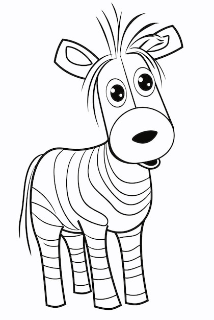 Zwart-wit zebra vectorillustratie kleurplaat voor kinderen