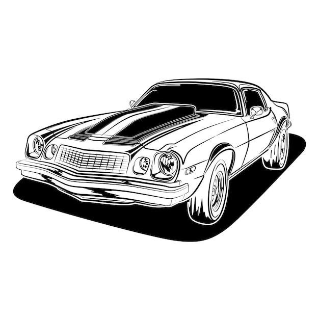 Zwart-witte auto vectorillustratie voor conceptueel ontwerp