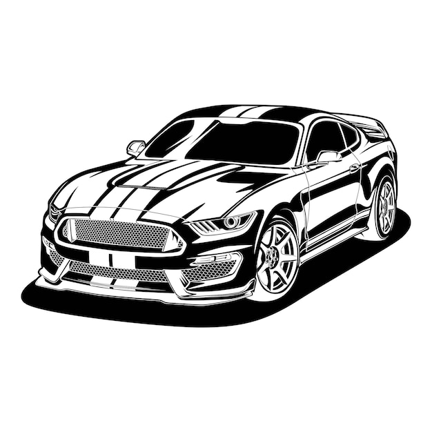 Zwart-witte auto vectorillustratie voor conceptueel ontwerp