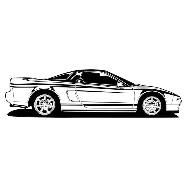 Zwart-witte auto vectorillustratie voor conceptueel ontwerp