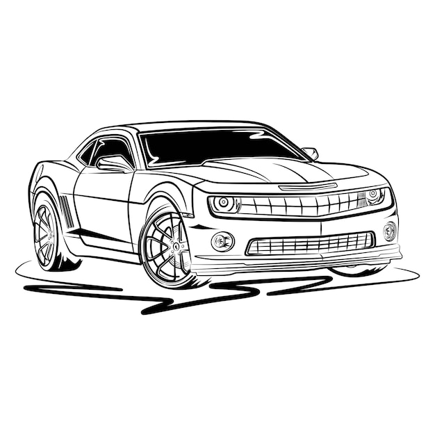 Zwart-witte auto vectorillustratie voor conceptueel ontwerp