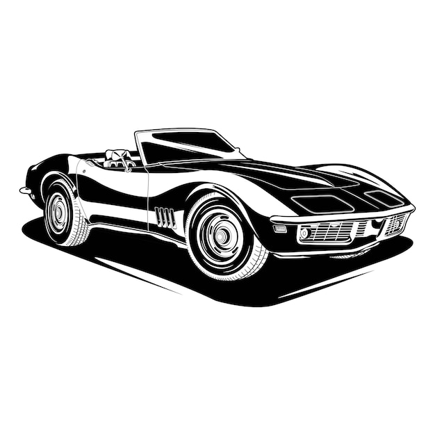 Zwart-witte auto vectorillustratie voor conceptueel ontwerp