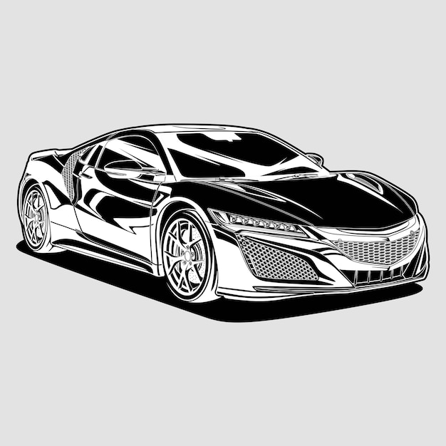 Vector zwart-witte auto vectorillustratie voor conceptueel ontwerp