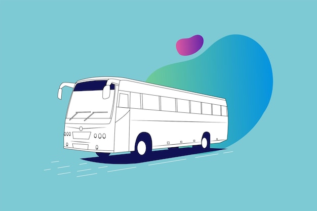 Zwart-witte bus op kleurrijke achtergrond