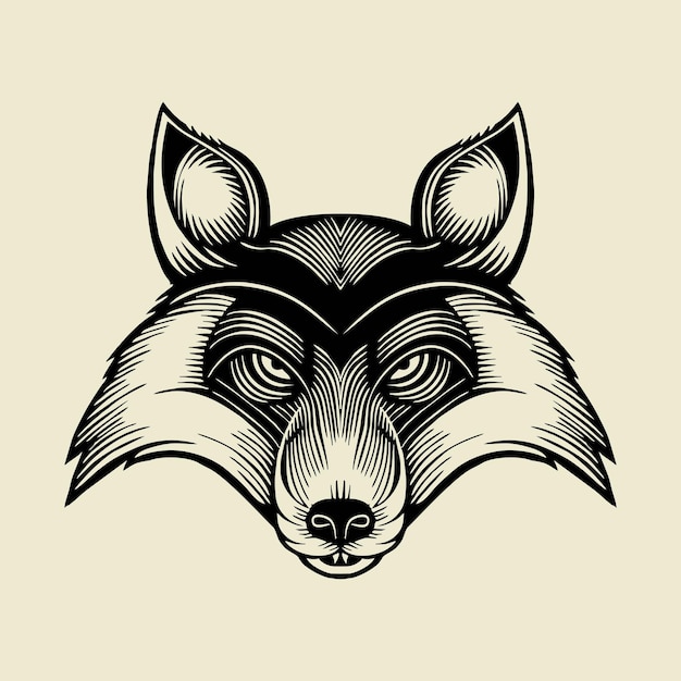 Vector zwart-witte kopwolf