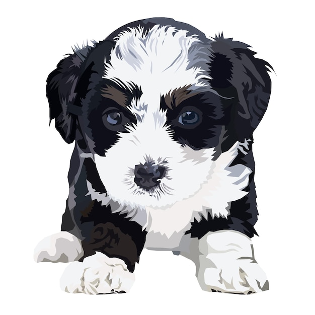 Vector zwart-witte maltese puppy