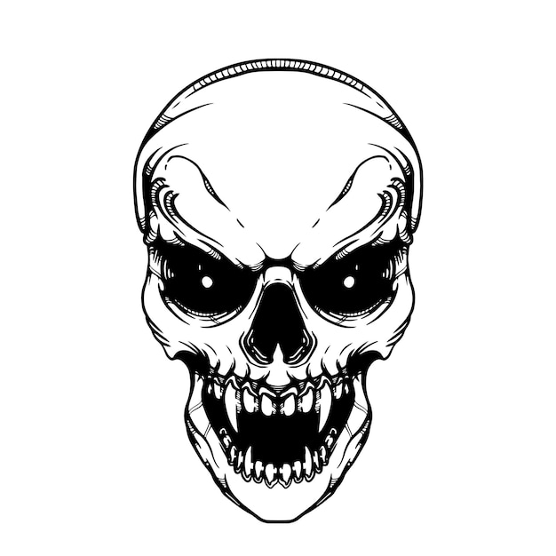 zwart-witte schedel tattoo illustratie
