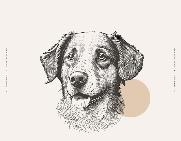 Zwart-witte tekening van een hondengezicht