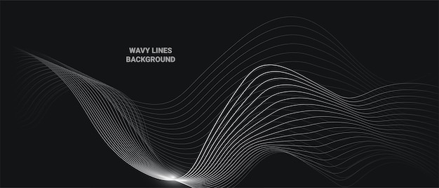 Zwarte abstracte achtergrond met golvende lijnen.
