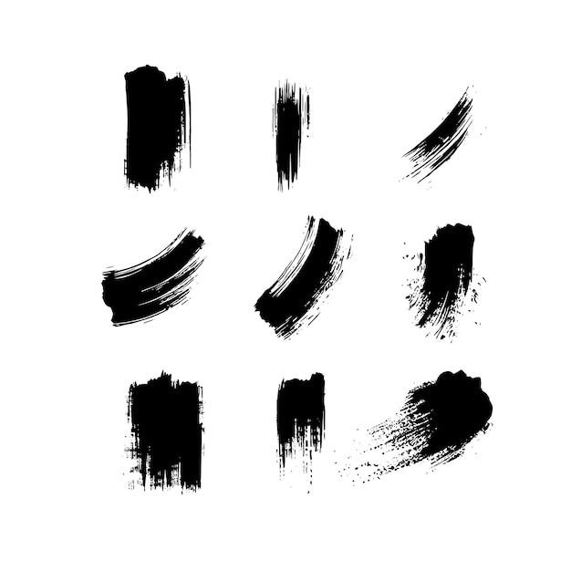 Zwarte abstracte verf penseelstreek op witte achtergrond elk met een unieke stijl