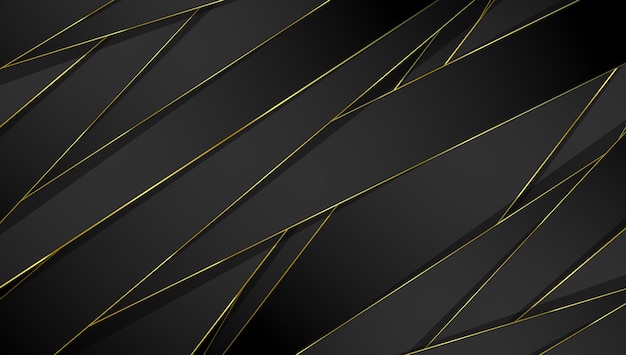 Vector zwarte achtergrond met gouden lijnen