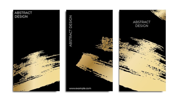 Zwarte achtergrond met gouden penseelstreken voor brochures, vierkante penseelrand, spandoek, poster