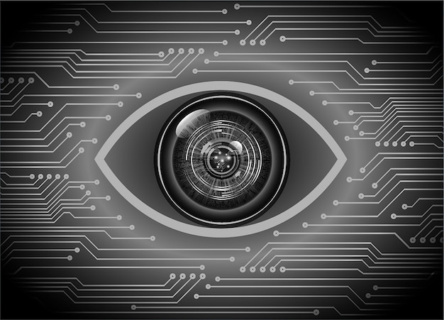 Zwarte achtergrond van het de technologieconcept van de oog cyber kring de toekomstige