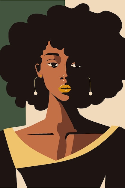 Zwarte Afro-Amerikaanse vrouw met krullend haar kunst aan de muur matisse stijl