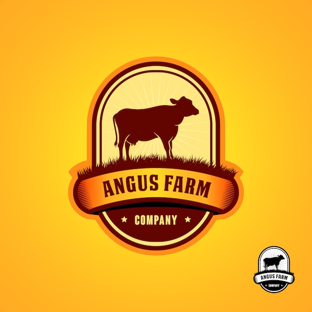 Zwarte angus logo ontwerpsjabloon