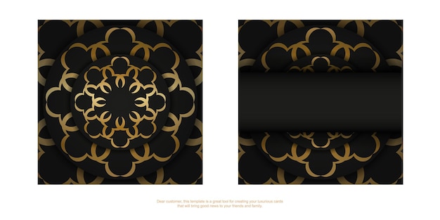 Zwarte ansichtkaart met gouden vintage patroon