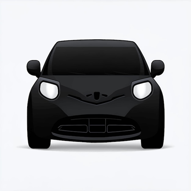 Vector zwarte auto emoticon grappige auto gezicht karakter glimlacht iconen vectorillustratie