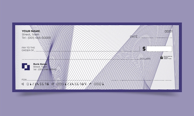 Zwarte bankcheque, ontwerp van bankcheque, vectorformaat