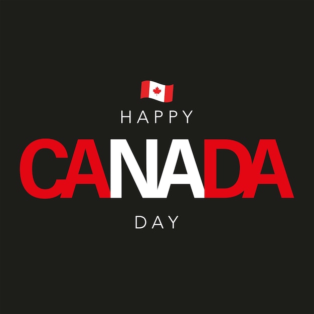 Zwarte banner Happy Canada Day belettering vectorafbeeldingen