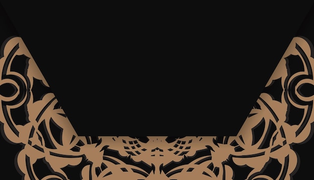 Zwarte banner met abstract bruin ornament en een plek onder het logo