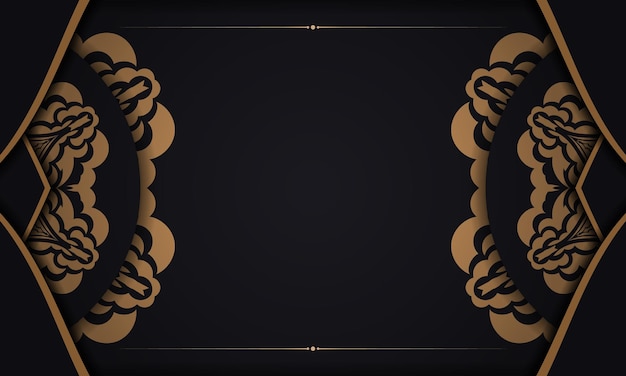 Zwarte banner met luxe ornamenten en plaats voor uw tekst. Printklaar ansichtkaartontwerp