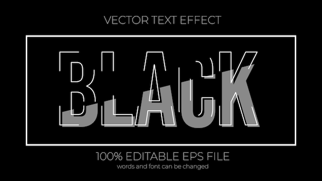 Zwarte bewerkbare tekst-effect stijl EPS bewerkbare teks-effect