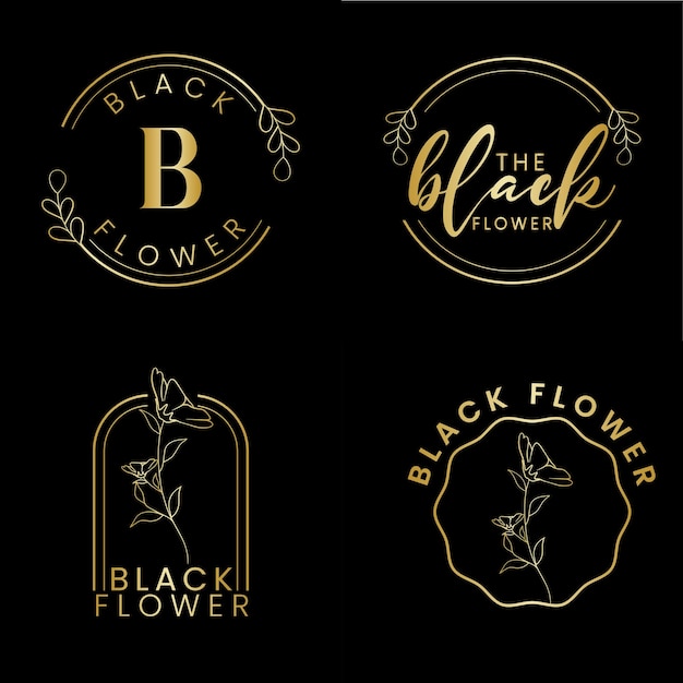 Zwarte bloem Logo decorontwerp