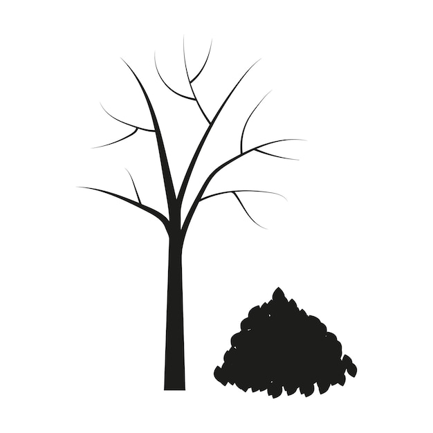 Zwarte boom is gevallen bladeren Design element Vector illustratie
