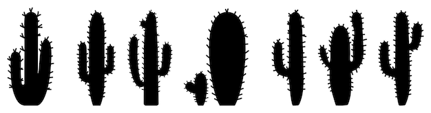 Vector zwarte cactus silhouetten set
