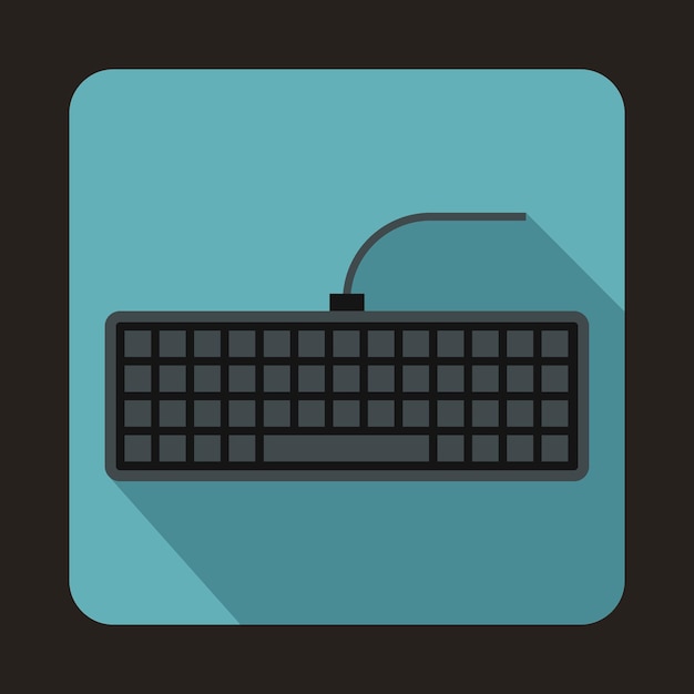 Vector zwarte computer toetsenbord icoon in vlakke stijl op een baby blauwe achtergrond