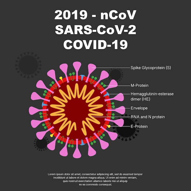 Vector zwarte coronavirus achtergrond