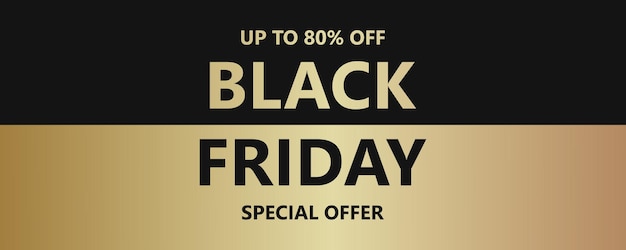 Vector zwarte en gouden banner als promotie, online of modereclame voor black friday-evenement