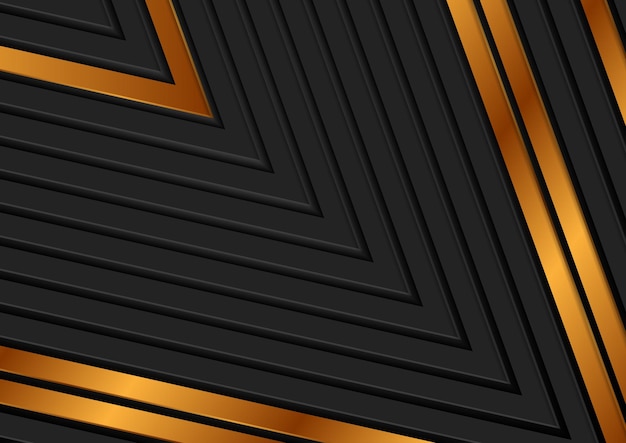 Zwarte en gouden pijlen abstracte tech geometrische achtergrond