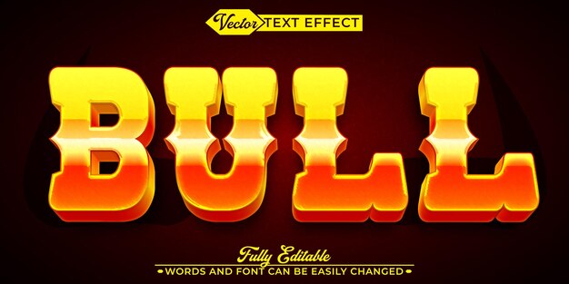 Zwarte en Gouden Stier Vector Volledig bewerkbaar Smart Object Text Effect