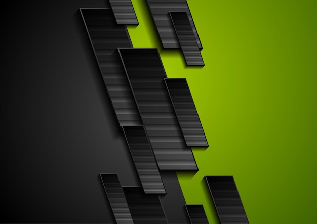 Zwarte en groene tech geometrische achtergrond