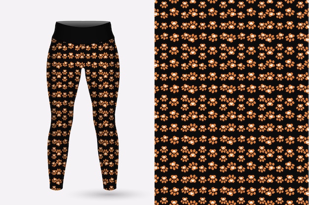 Vector zwarte en oranje legging met een gezicht aan de linkerkant