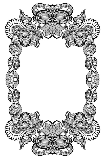 Zwarte en witte bloemen frame