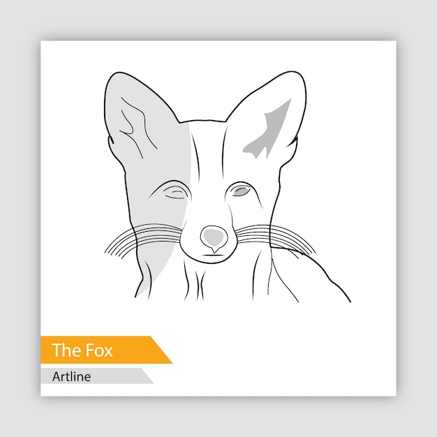 Vector zwarte en witte fox artline vector