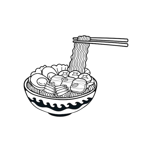zwarte en witte isolatie suki yaki Japanse voedsel platte stijl illustratie