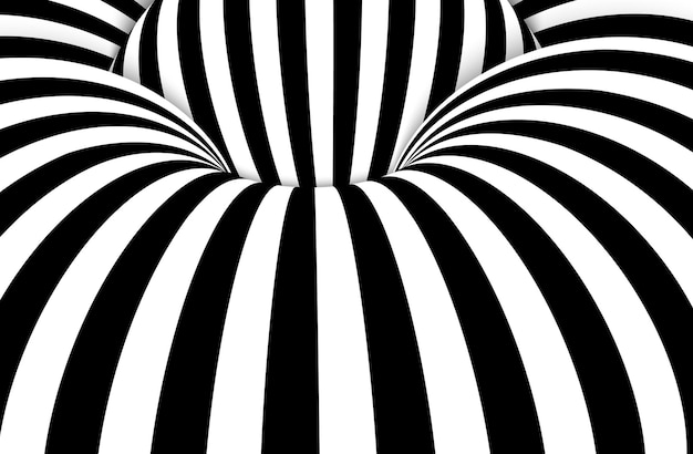 Zwarte en witte lijnen optische illusie Abstracte gestreepte spiraal vector background