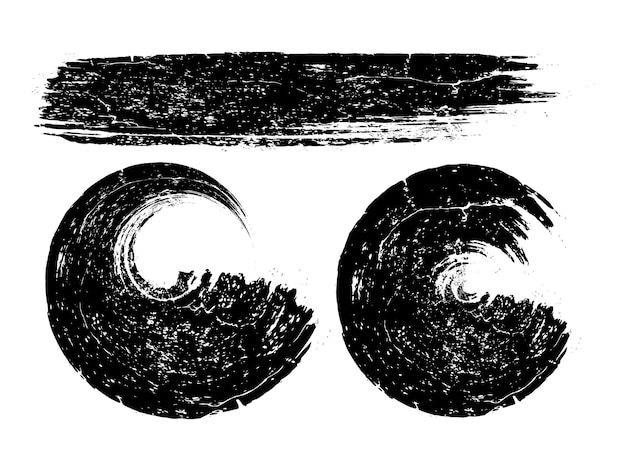 zwarte en witte streep set van krabbel penseel set van splashes ronde cirkel set van strokes splash