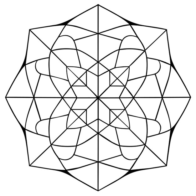 Vector zwarte en witte vierkante geometrische mandala met 3d-effecten vector illustratie lijnkunst