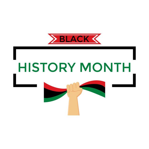 Zwarte geschiedenismaand achtergrondillustratie met de vlag van pan-Afrika van de handholding