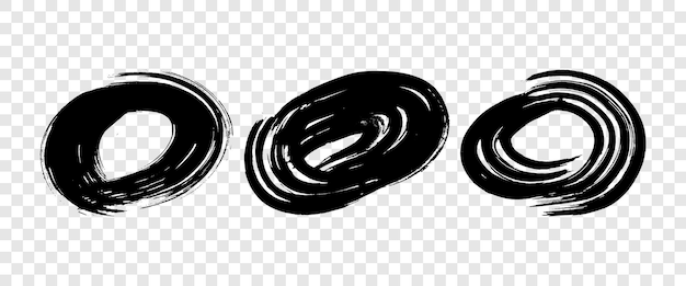 Zwarte grunge penseelstreken in cirkelvorm