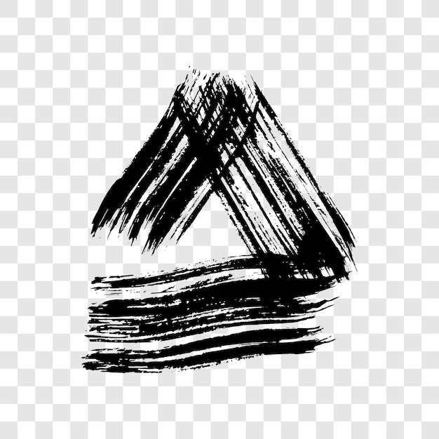 Zwarte grunge penseelstreken in driehoeksvorm