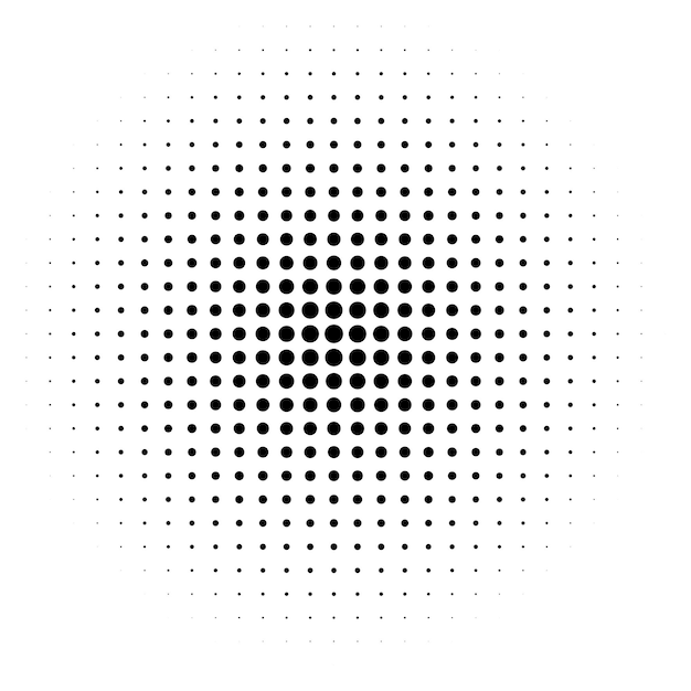 zwarte halftone stippen in cirkelvorm
