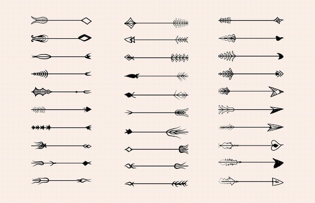 Zwarte handgetekende pijl illustratie collectie