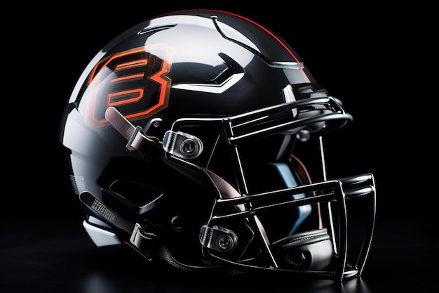 Zwarte helm voor American Football geïsoleerd over wit 3D render